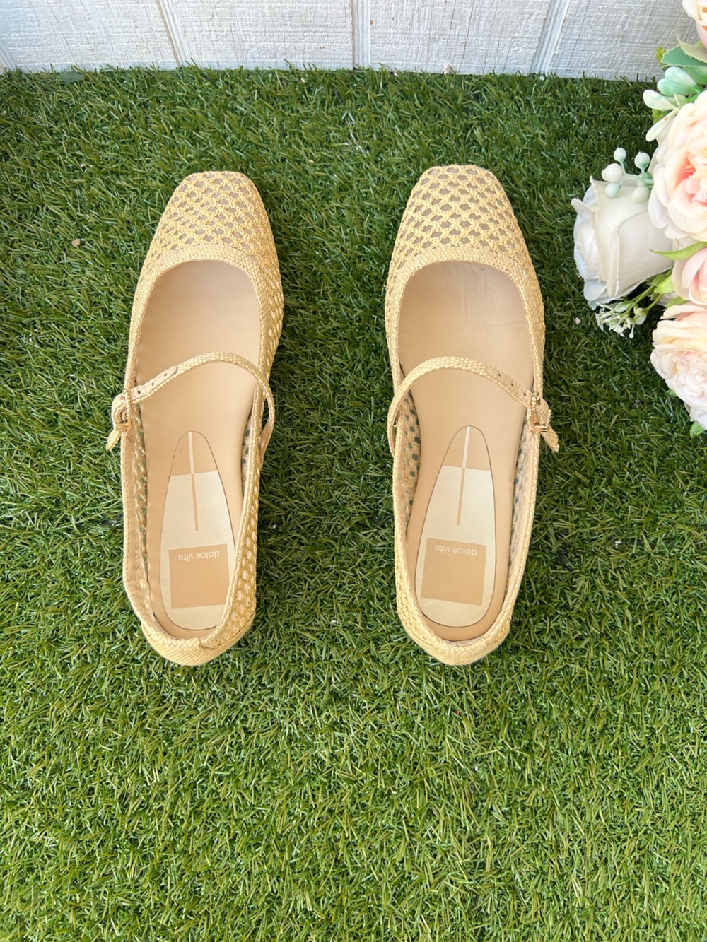 DOLCE VITA Reyes Woven Mary Jane Flats in Tan Light Natural woven raffia Sz 7 - Picture 6 of 16